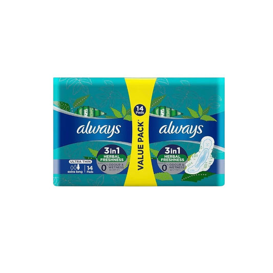 Always Ultra Extra Long 3 in 1 Herbal Freshness Pads – 14 Pads