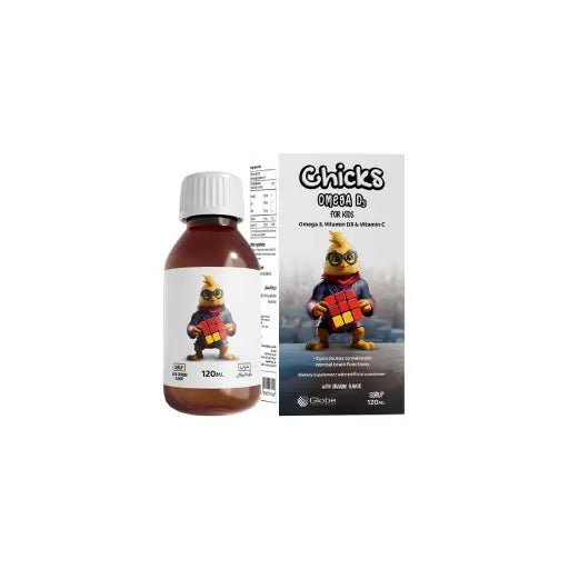 Chicks Omega D3 Syrup 120 ml – Omega 3 & Vitamin D3 for Kids Brain, Immunity & Bone Support